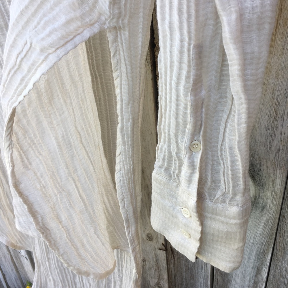Arje Pleated Tie Front Blouse Cream L - Picture 6 of 12